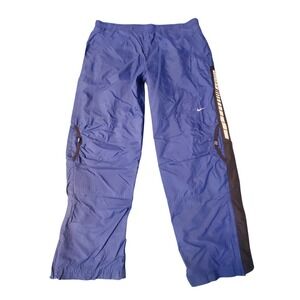 Nike Vintage Y2K Track Pants Blue Nylon Mesh Lined Cargo Pockets XL Gorpcore